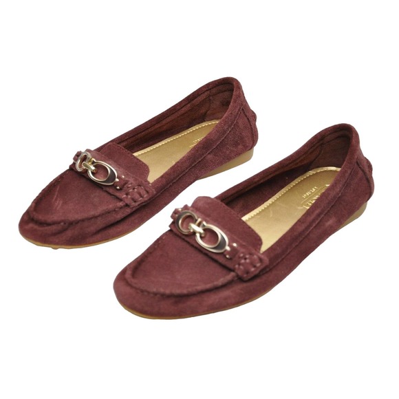 Coach FORTUNATA Suede Classic Driver Moc Loafer Flat Shoe Burgundy 7 New - Picture 3 of 7